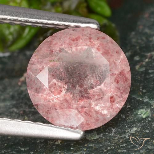 Quarzo fragola Rosa chiaro naturale da 1.62 ct, Rotondo, Traslucido