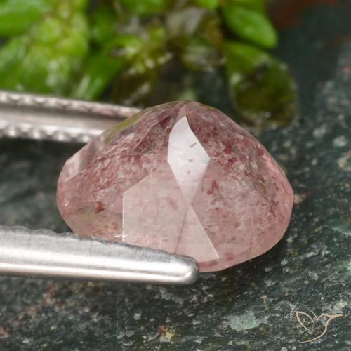 Quarzo fragola Rosa chiaro naturale da 1.62 ct, Rotondo, Traslucido
