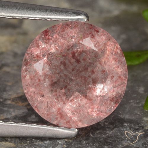 1.81ct Naturale Rosa medio Quarzo Fragola, Rotondo, Traslucido