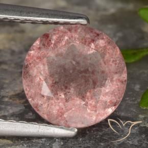 Quarzo fragola Rosa medio naturale da 1.81 ct, Rotondo, Traslucido