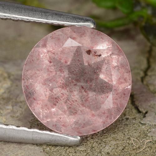 1.61ct Naturale Rosa chiaro Quarzo Fragola, Rotondo, Traslucido