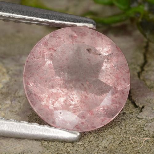 Quarzo fragola Rosa chiaro naturale da 1.61 ct, Rotondo, Traslucido
