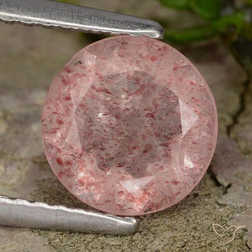 1.51ct Naturale Rosa chiaro Quarzo Fragola, Rotondo, Traslucido