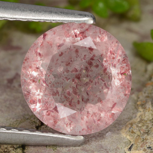 Quarzo fragola Rosa chiaro naturale da 1.65 ct, Taglio rotondo, Traslucido
