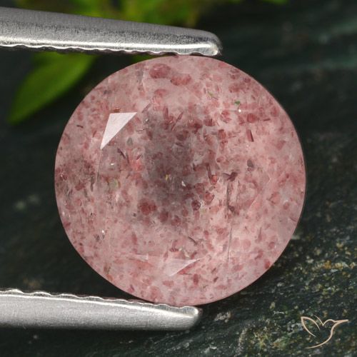 1.73ct Naturale Rosa terroso Quarzo Fragola, Rotondo, Traslucido