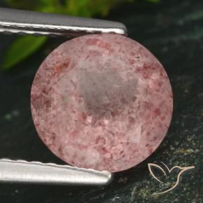 Quarzo fragola Rosa terroso naturale da 1.73 ct, Rotondo, Traslucido