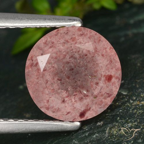 2.16ct Naturale Rosa intenso rosa Quarzo Fragola, Rotondo, Traslucido
