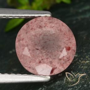 Quarzo fragola Rosa intenso rosa naturale da 2.16 ct, Rotondo, Traslucido