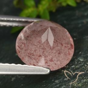 Quarzo fragola Rosa intenso rosa naturale da 2.16 ct, Rotondo, Traslucido