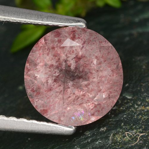 1.96ct Naturale Rosa rosa Quarzo Fragola, Rotondo, Traslucido