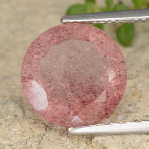Quarzo fragola Tono rosa naturale da 5.24 ct, Taglio rotondo, Traslucido