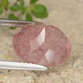 Quarzo fragola Tono rosa naturale da 5.24 ct, Taglio rotondo, Traslucido