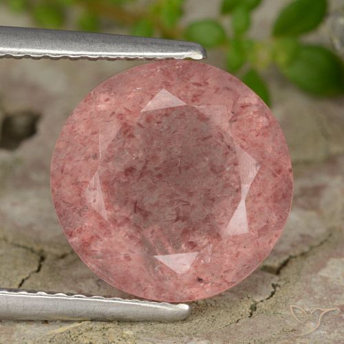 4.68ct Naturale Rosa medio Quarzo Fragola, Rotondo, Traslucido