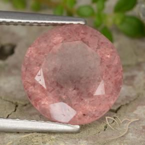 Quarzo fragola Rosa medio naturale da 4.68 ct, Rotondo, Traslucido