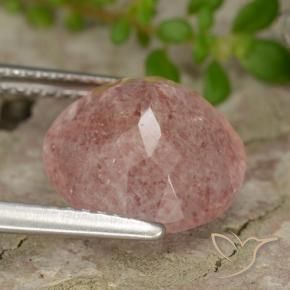 Quarzo fragola Rosa medio naturale da 4.68 ct, Rotondo, Traslucido