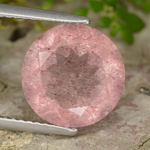 4.16ct Naturale Rosa terroso Quarzo Fragola, Rotondo, Traslucido