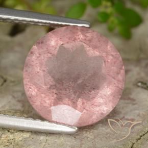 Quarzo fragola Rosa terroso naturale da 4.16 ct, Rotondo, Traslucido