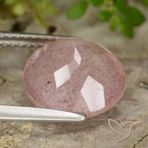 Quarzo fragola Rosa terroso naturale da 4.16 ct, Rotondo, Traslucido