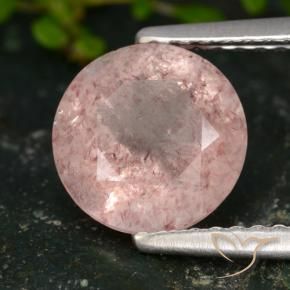 Quarzo fragola Rosa chiaro naturale da 1.73 ct, Rotondo, Traslucido