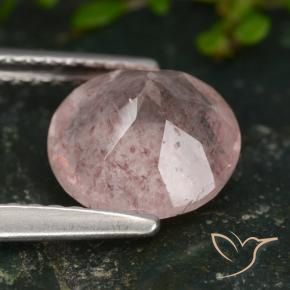 Quarzo fragola Rosa chiaro naturale da 1.73 ct, Rotondo, Traslucido