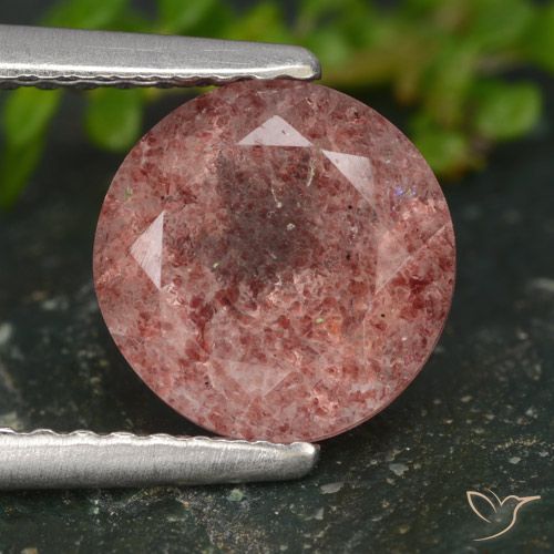 1.80ct Naturale Rosa medio Quarzo Fragola, Rotondo, Traslucido