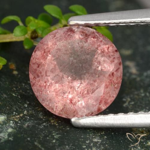Quarzo fragola Rosa medio naturale da 1.78 ct, Rotondo, Traslucido