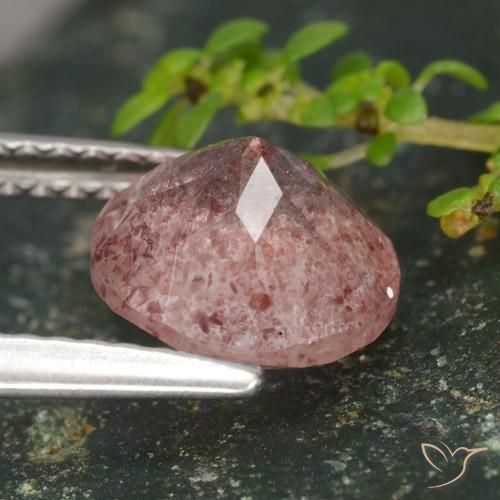 Quarzo fragola Rosa medio naturale da 1.78 ct, Rotondo, Traslucido