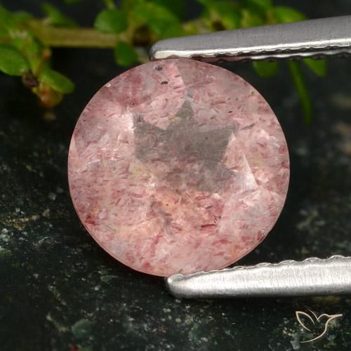 Quarzo fragola Rosa medio-chiaro naturale da 1.60 ct, Rotondo, Traslucido