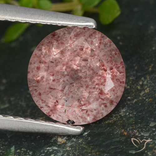 1.67ct Naturale Rosa scuro Quarzo Fragola, Rotondo, Traslucido