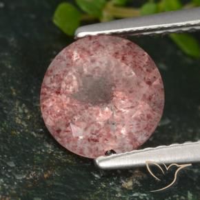 Quarzo fragola Rosa scuro naturale da 1.67 ct, Rotondo, Traslucido