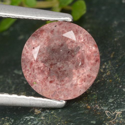 1.80ct Naturale Rosa terroso Quarzo Fragola, Rotondo, Traslucido
