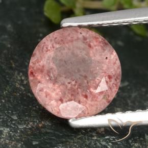 Quarzo fragola Rosa terroso naturale da 1.80 ct, Rotondo, Traslucido