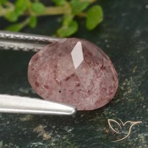 Quarzo fragola Rosa terroso naturale da 1.80 ct, Rotondo, Traslucido