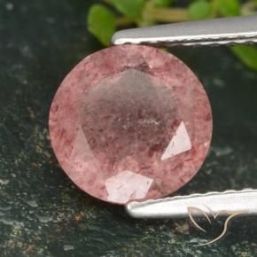Quarzo fragola Rosa medio-chiaro naturale da 1.77 ct, Rotondo, Traslucido
