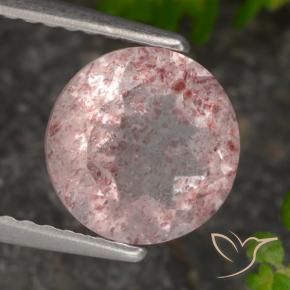 Quarzo fragola Rosa chiaro naturale da 1.82 ct, Rotondo, Traslucido