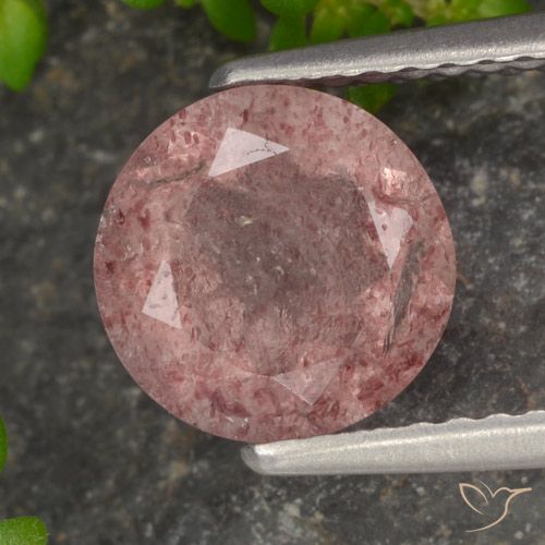 1.68ct Naturale Rosa medio Quarzo Fragola, Rotondo, Traslucido