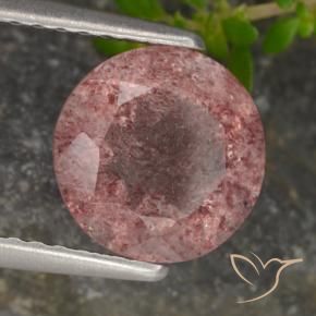 Quarzo fragola Rosa rosa naturale da 1.78 ct, Rotondo, Traslucido