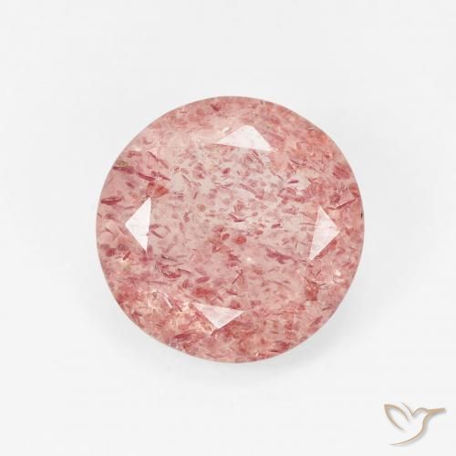 1.58ct Naturale Rosa terroso Quarzo Fragola, Rotondo, Traslucido