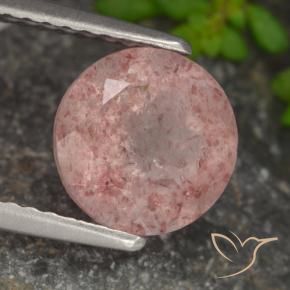Quarzo fragola Rosa chiaro naturale da 1.85 ct, Rotondo, Traslucido