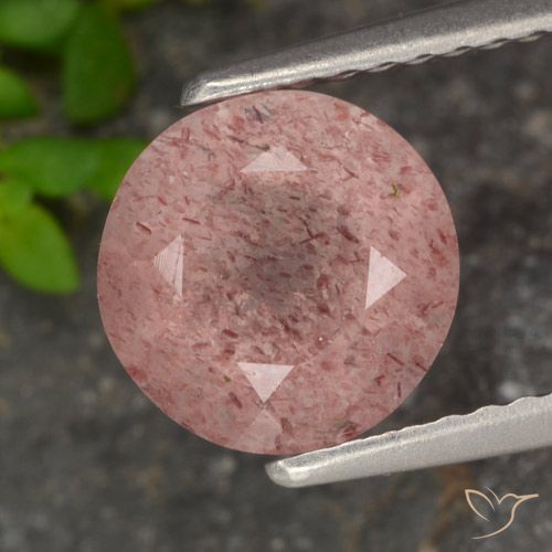 1.80ct Naturale Rosa terroso Quarzo Fragola, Rotondo, Traslucido