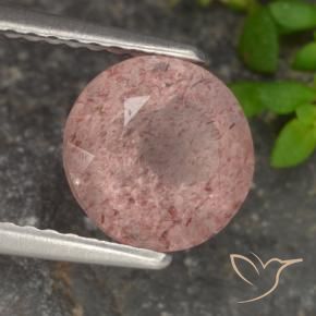 Quarzo fragola Rosa terroso naturale da 1.80 ct, Rotondo, Traslucido