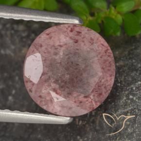 Quarzo fragola Tono rosa naturale da 1.71 ct, Rotondo, Traslucido