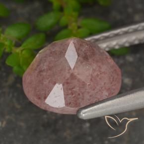 Quarzo fragola Rosa medio naturale da 2.00 ct, Rotondo, Traslucido