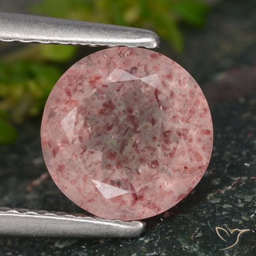 1.79ct Naturale Rosa rosa Quarzo Fragola, Rotondo, Traslucido