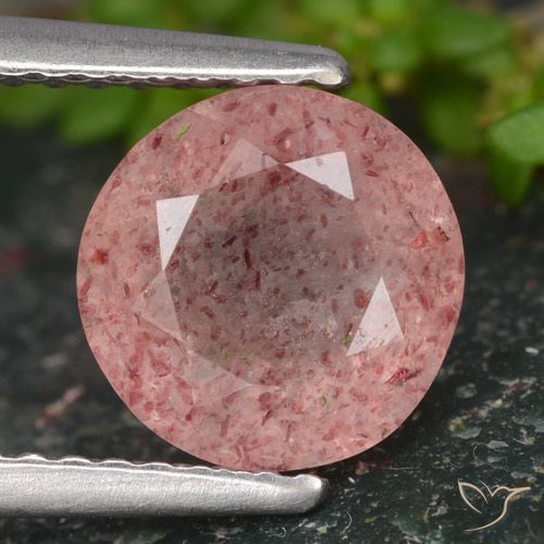 1.89ct Naturale Rosa rosa Quarzo Fragola, Rotondo, Traslucido