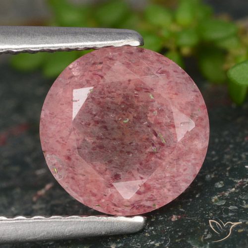 1.65ct Naturale Rosa medio-scuro Quarzo Fragola, Rotondo, Traslucido