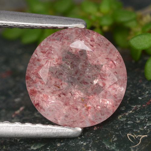 1.66ct Naturale Tono rosa Quarzo Fragola, Rotondo, Traslucido