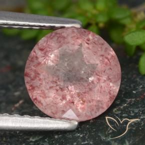 Quarzo fragola Tono rosa naturale da 1.66 ct, Rotondo, Traslucido