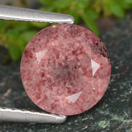Quarzo fragola naturale rosa da 1,97 ct, taglio rotondo, traslucido