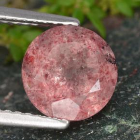 Quarzo fragola naturale rosa da 1,97 ct, taglio rotondo, traslucido